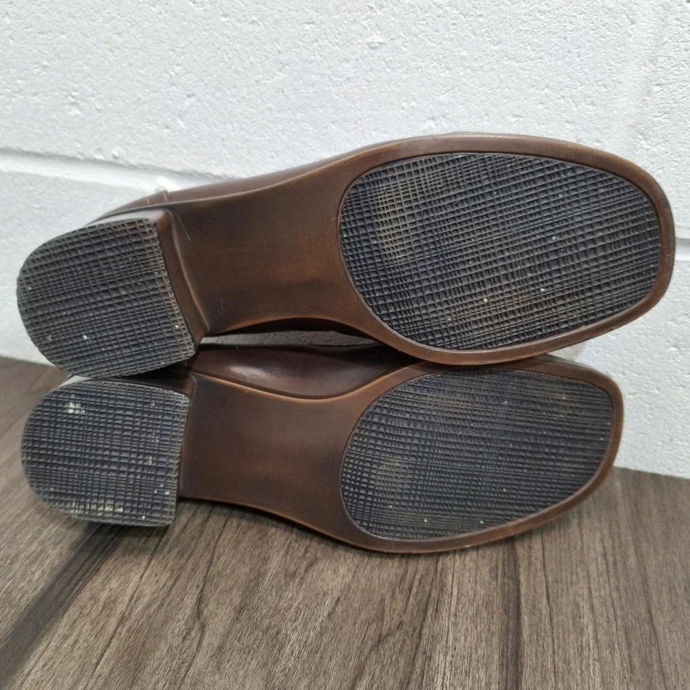 Duck Head Brittany Brown Block Heel Loafers Womens 7.5M Square Toe Slip On Shoes
